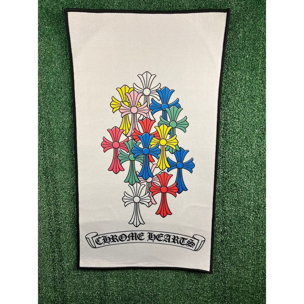 Chrome Hearts CH White Rainbow Crosses Rug Non Slip Back
